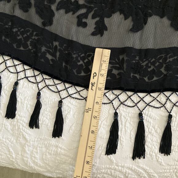 Aris A Vintage 90s Silk Burn out velvet kimono beaded tassel whimsigoth One Size - Picture 13 of 16